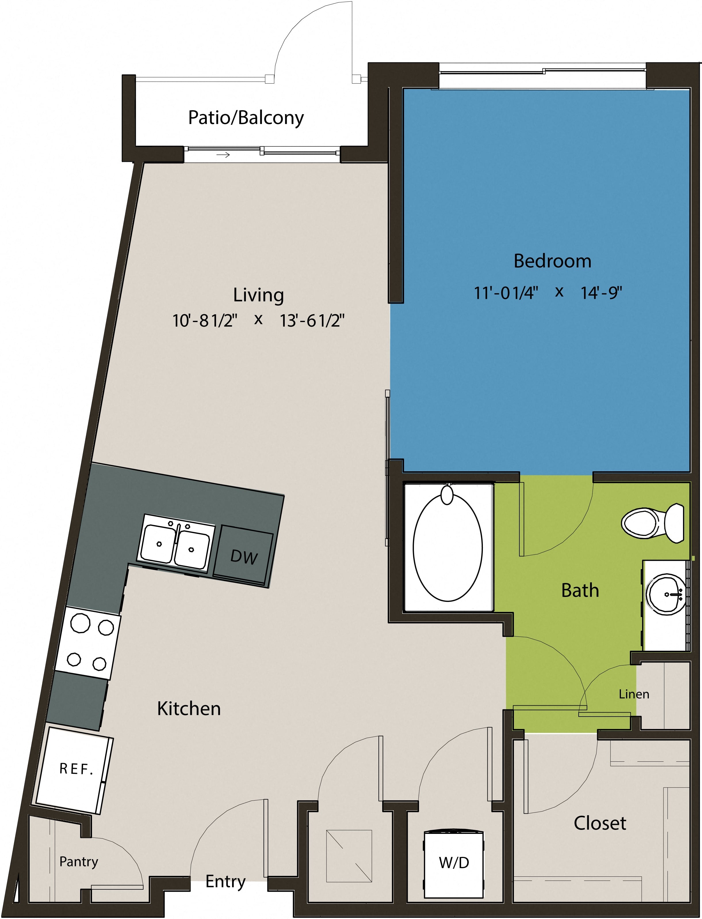Floor plan layout diagram for 1D